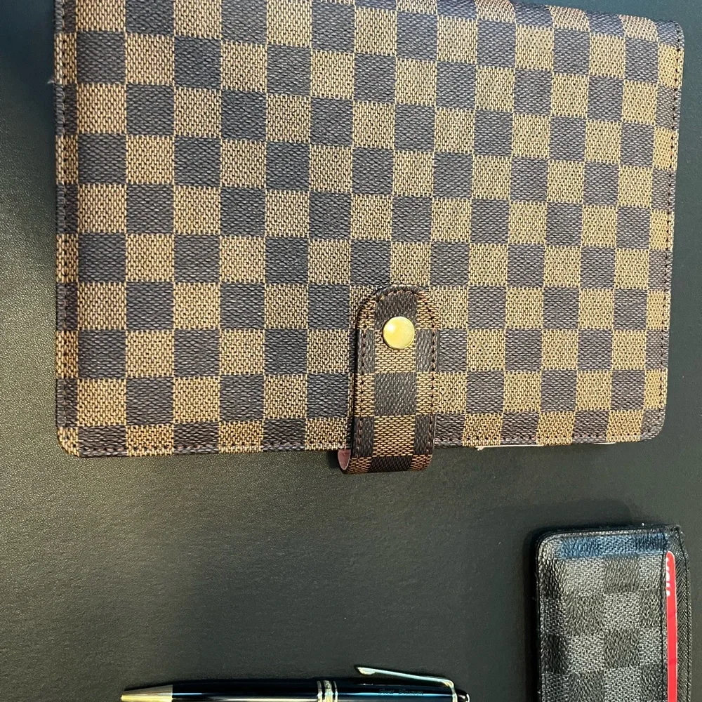 Luxury Checkered A5 Agenda Binder Journal Notepad Gift Brown with extra inserts - Picture 4 of 6